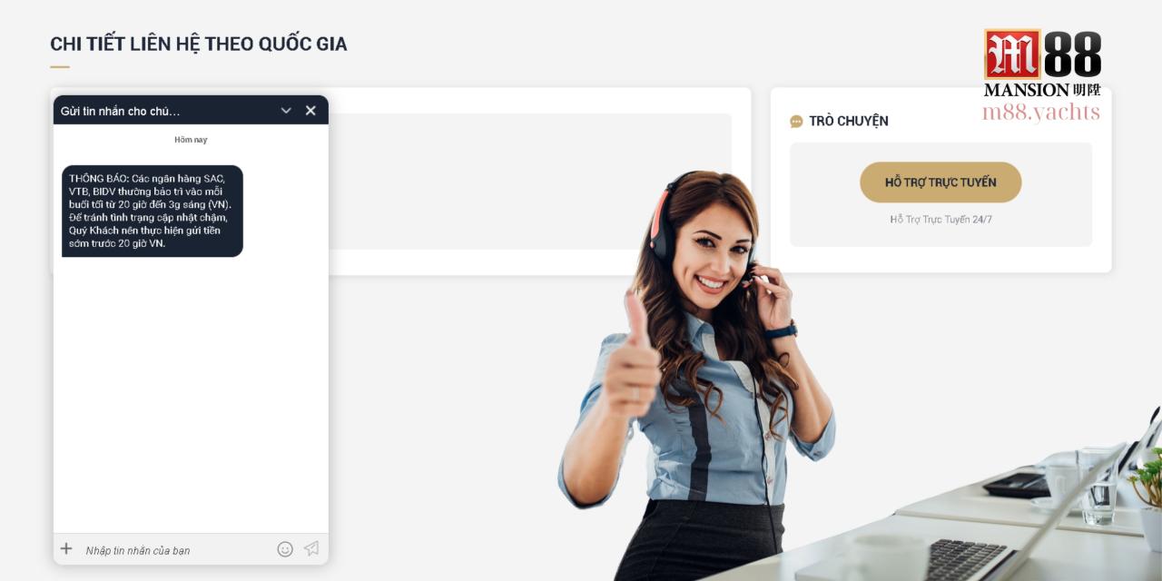 Live chat online là kênh liên hệ số 1 tại nhà cái M88